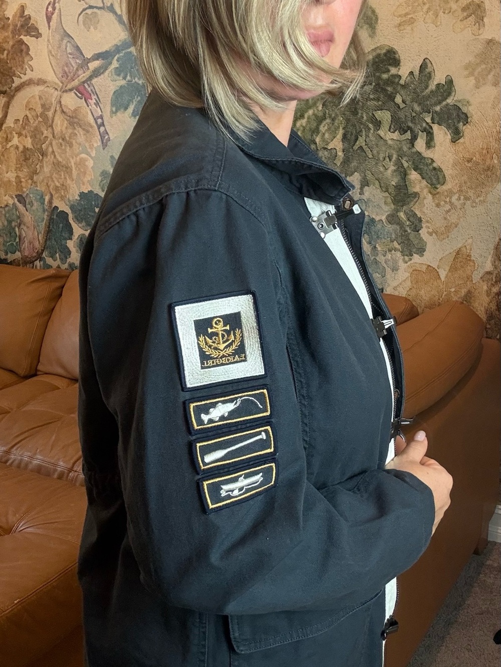 Vintage Y2K Dark Navy Cotton Utility Jacket -Lakegirl Women’s Casual Coat - Picture 2 of 13